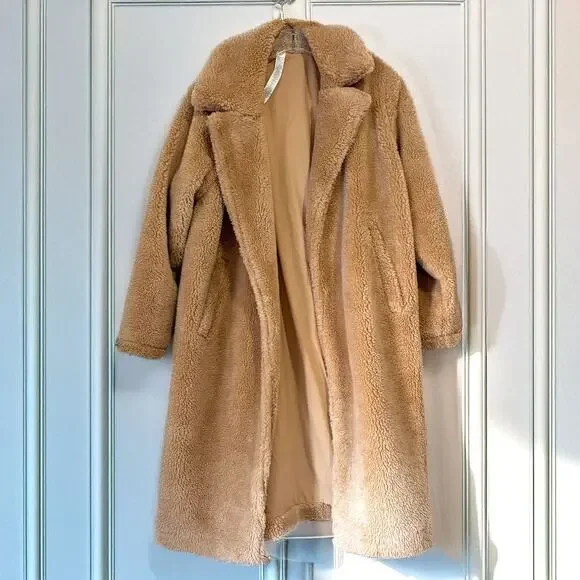 ALO YOGA Oversized Sherpa Trench Coat in Camel Size S - Picture 8 of 16